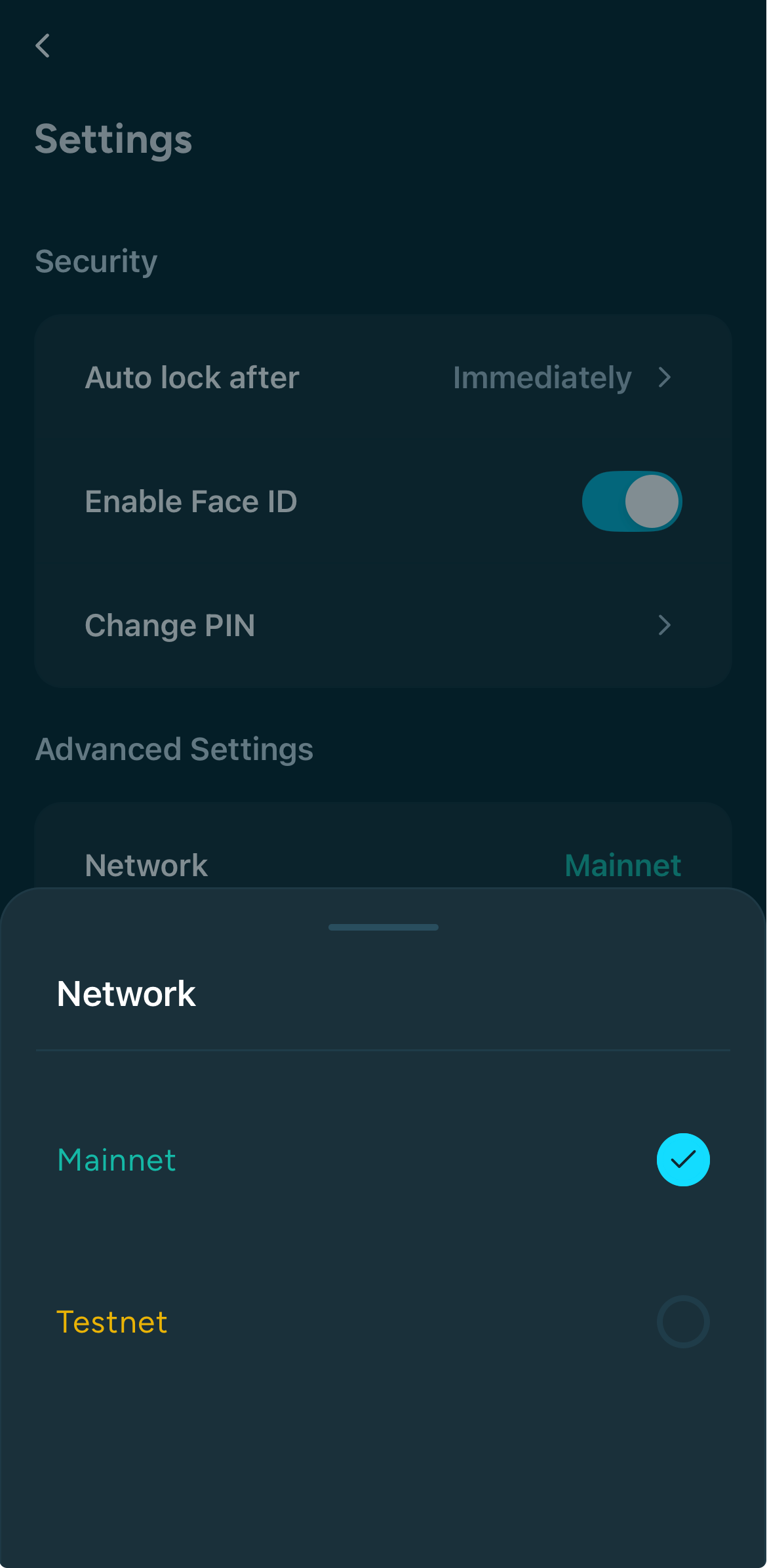 The network selector lists mainnet and testnet for Kaspa L1, Kasplex L2, and Igra L2. The user chooses a network.